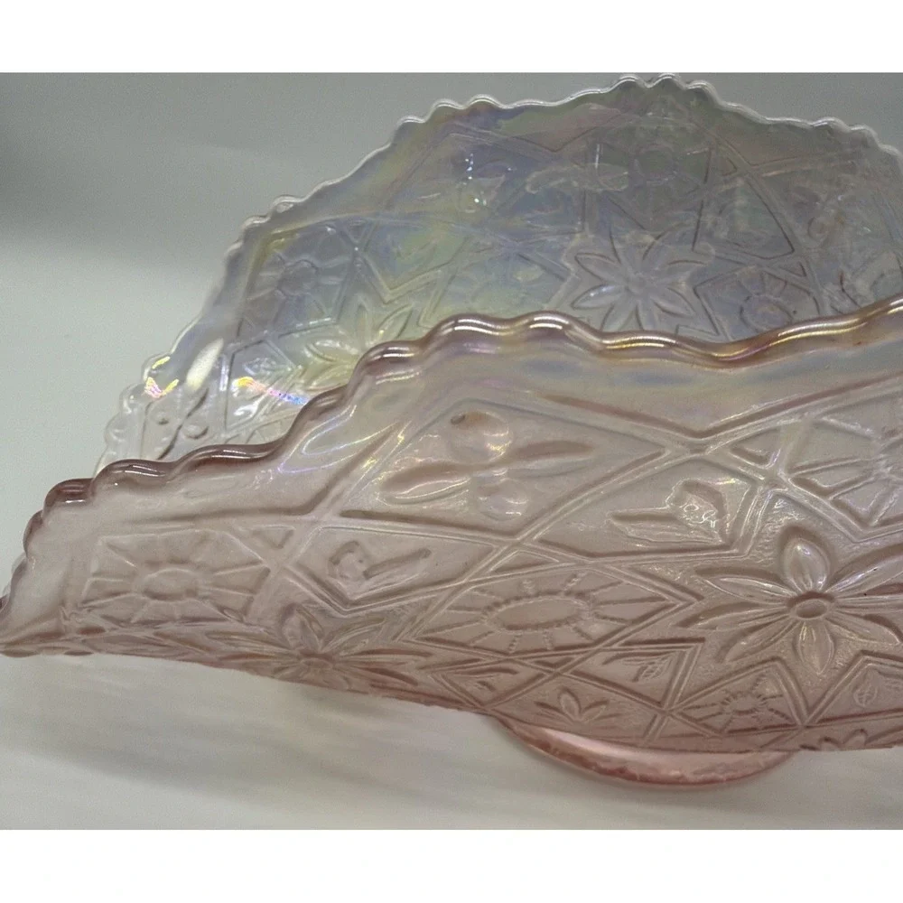Lenox Imperial Glass Banana Boat,‎ Pink Iridescent Fruit Bowl, Hattie Pattern